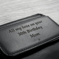 Personalised Men Black Engraved Leather Wallet birthday 